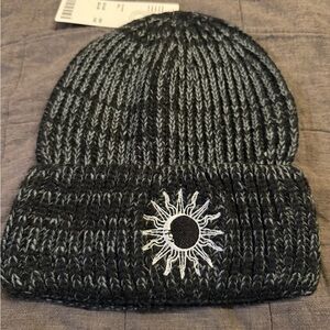 Urban Outfitters Black and Gray Knit Beanie